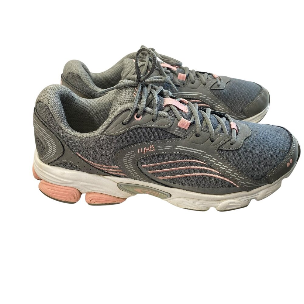 Ryka Ultimate Oxfords Athletic Shoes 11W Gray Pink Walk Running Mid Foot Support